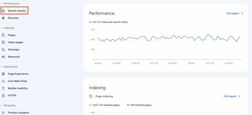 petformance reoprt google search console